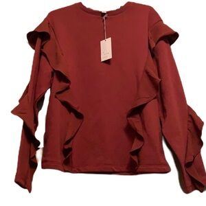 A New Day Long Sleeve Top, color Burnt Umber, Size Small